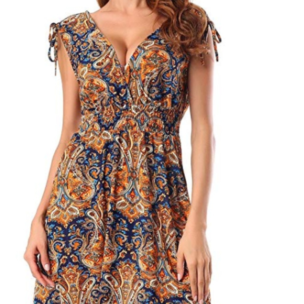 NWT Casual V-Neck Floral Printed Wrinkle Free Sundress
